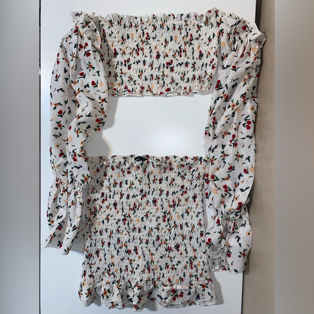 Crop top and skirt set with flower print size XS